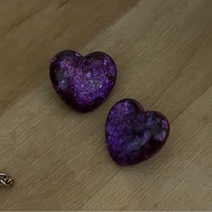 vintage purple heart earrings